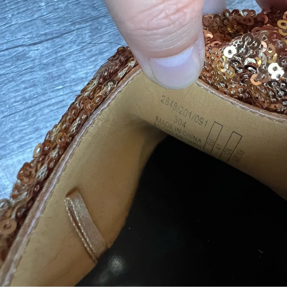 Zara Gold Sequin Knot Slide Sandals Statement Summer Slides Size 41 - Picture 8 of 10